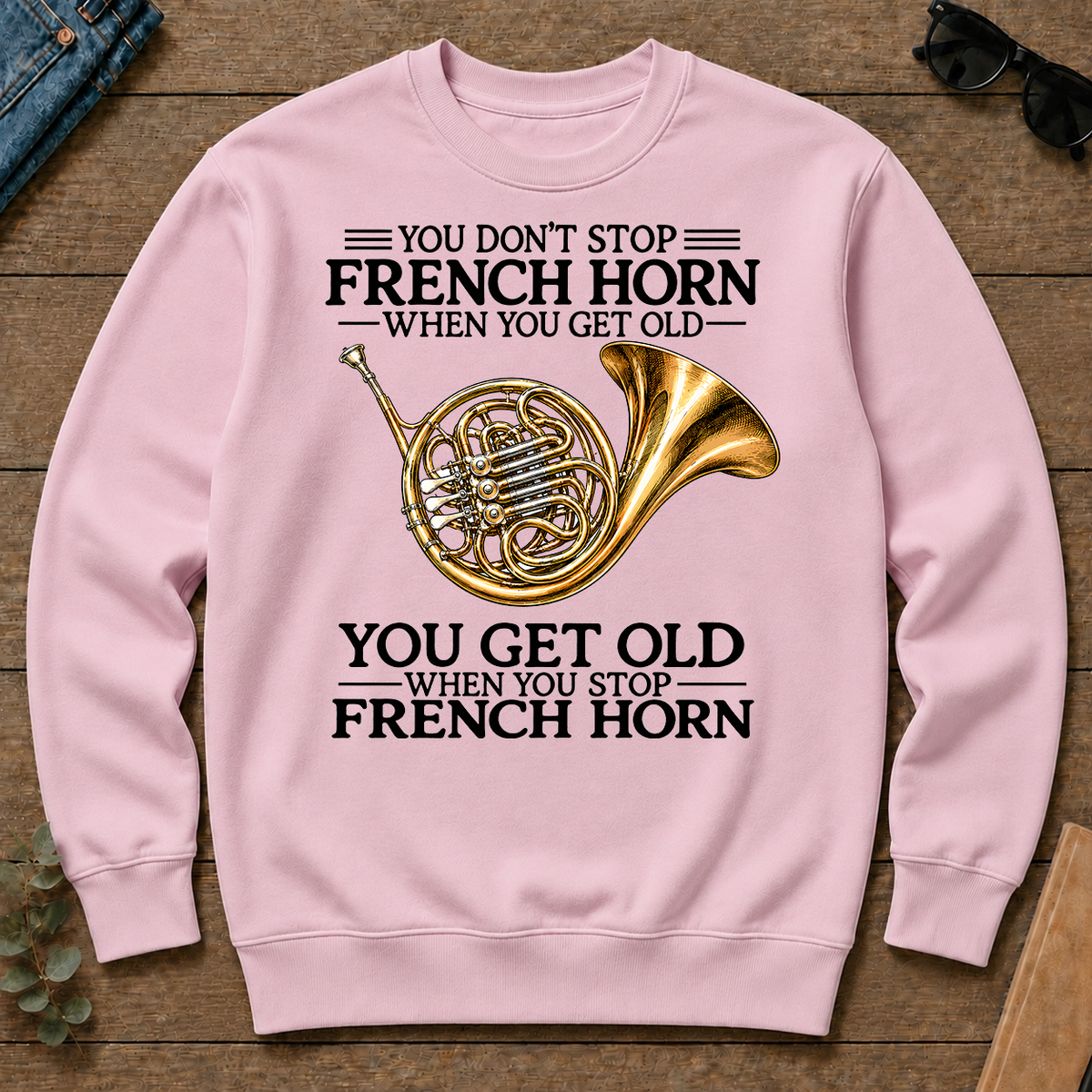 Don't Stop Playing French Horn Vintage Art - light-pink - CS2D-LightPink