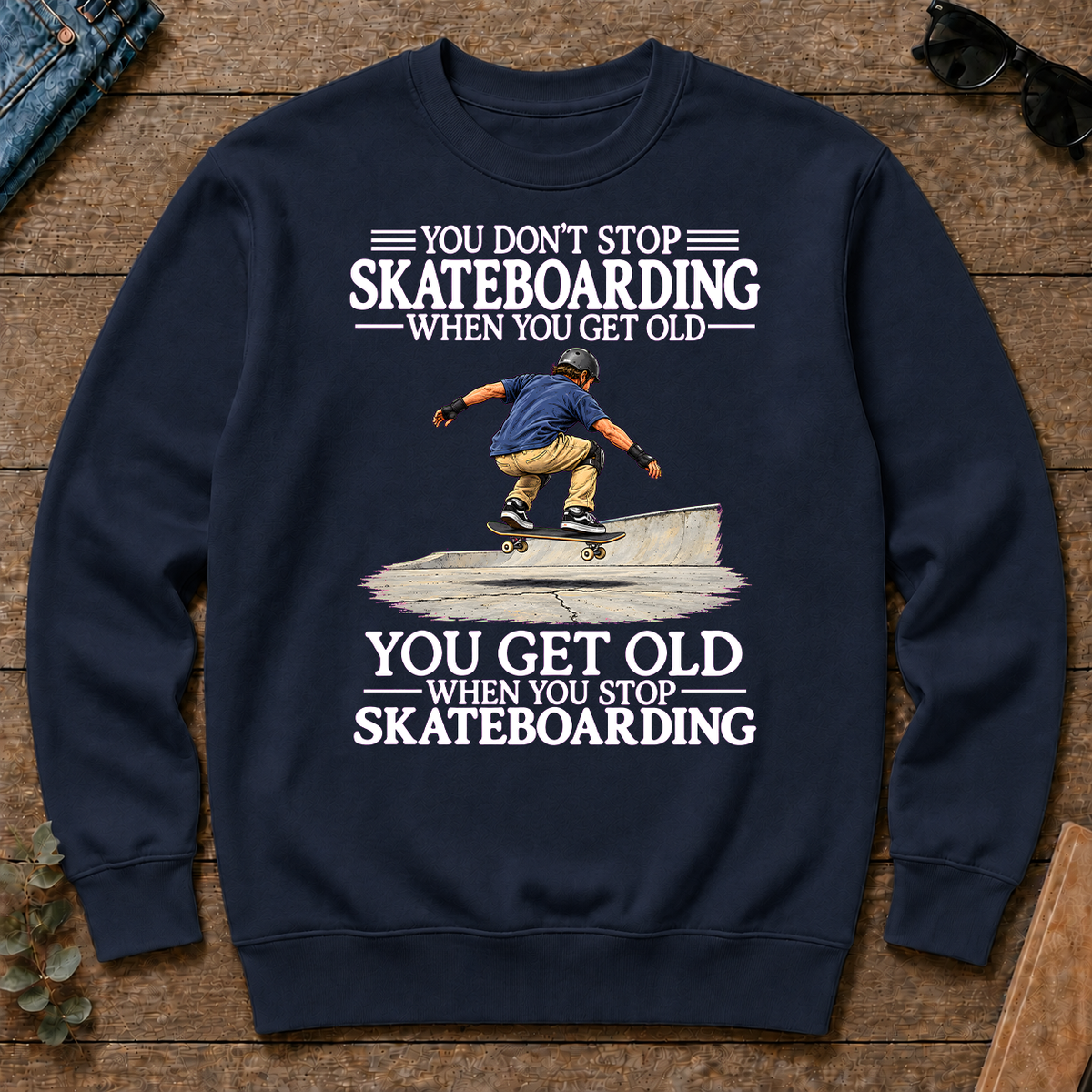 Old Man Don't Stop Skateboarding - navy - CS2D-Navy