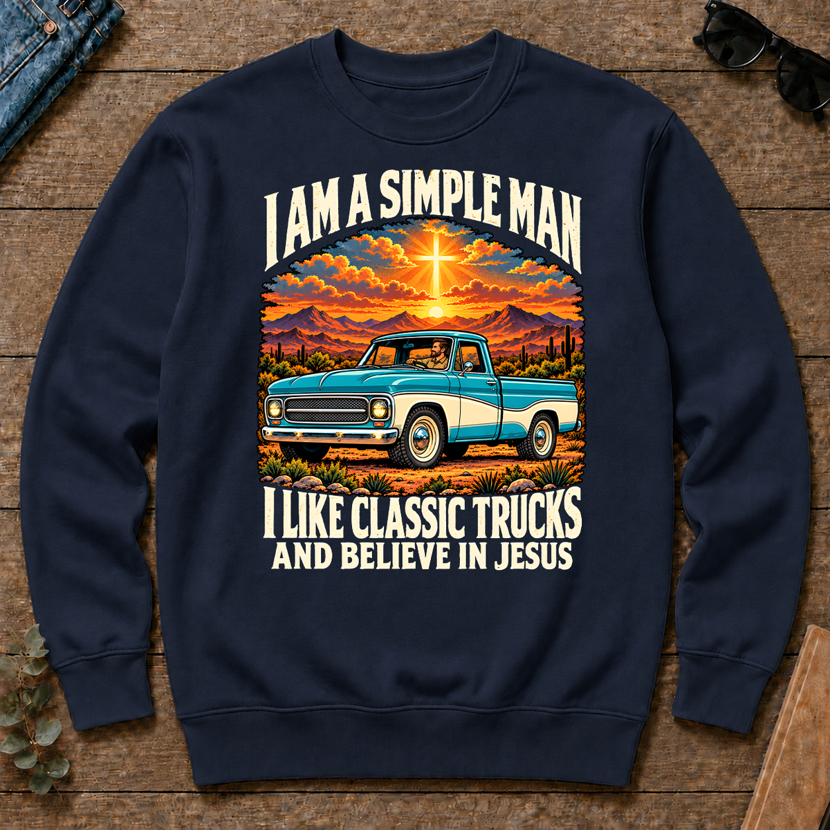 I Like Classic Trucks & Believe In Jesus - navy - CS2D-Navy
