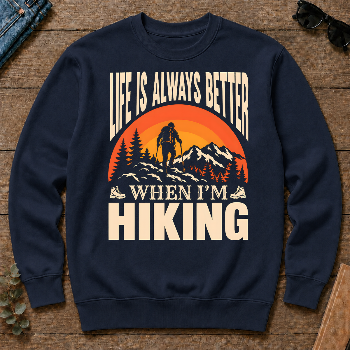Vintage Life Is Always Better When I Am Hiking - navy - CS2D-Navy