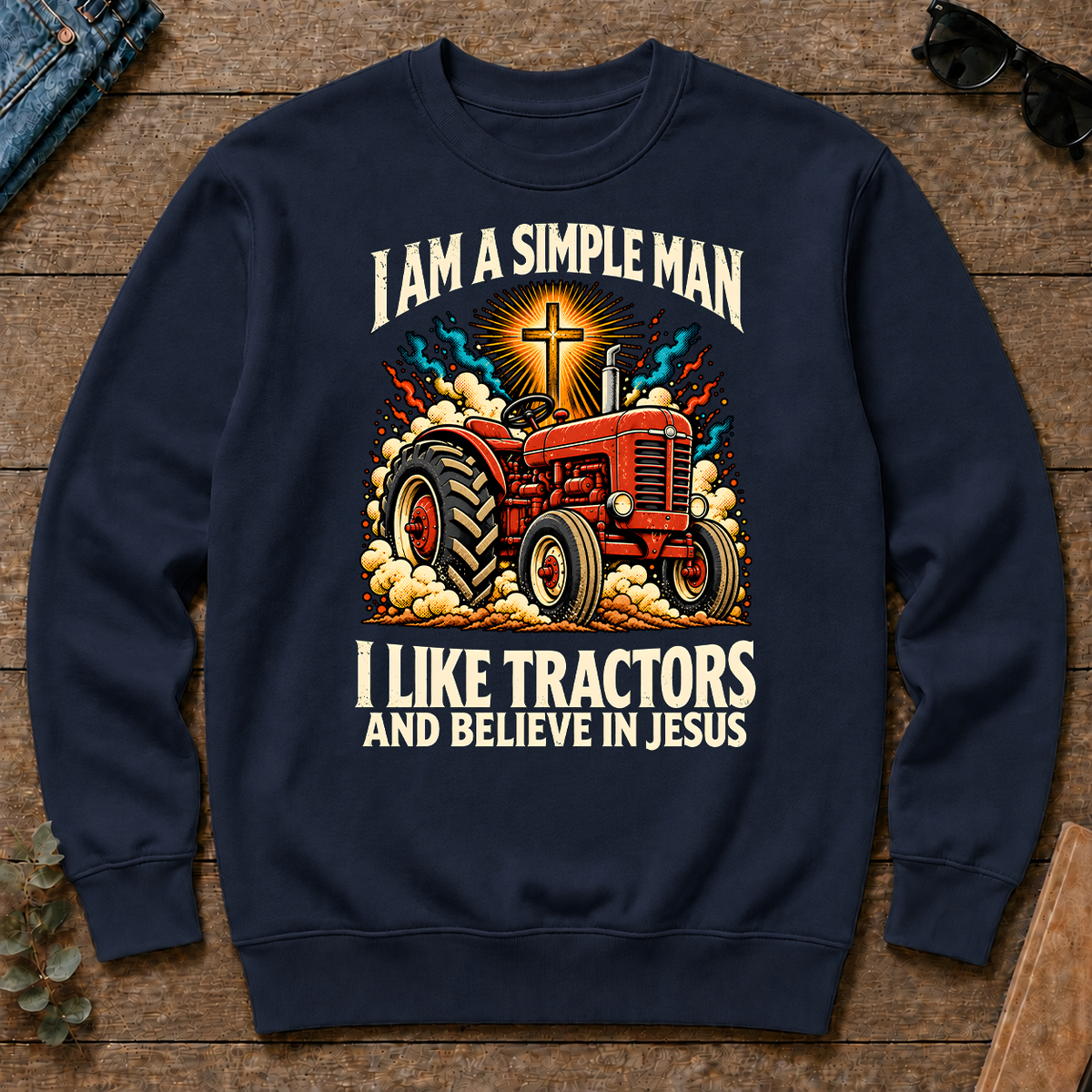 I Like Tractors & Believe In Jesus - navy - CS2D-Navy