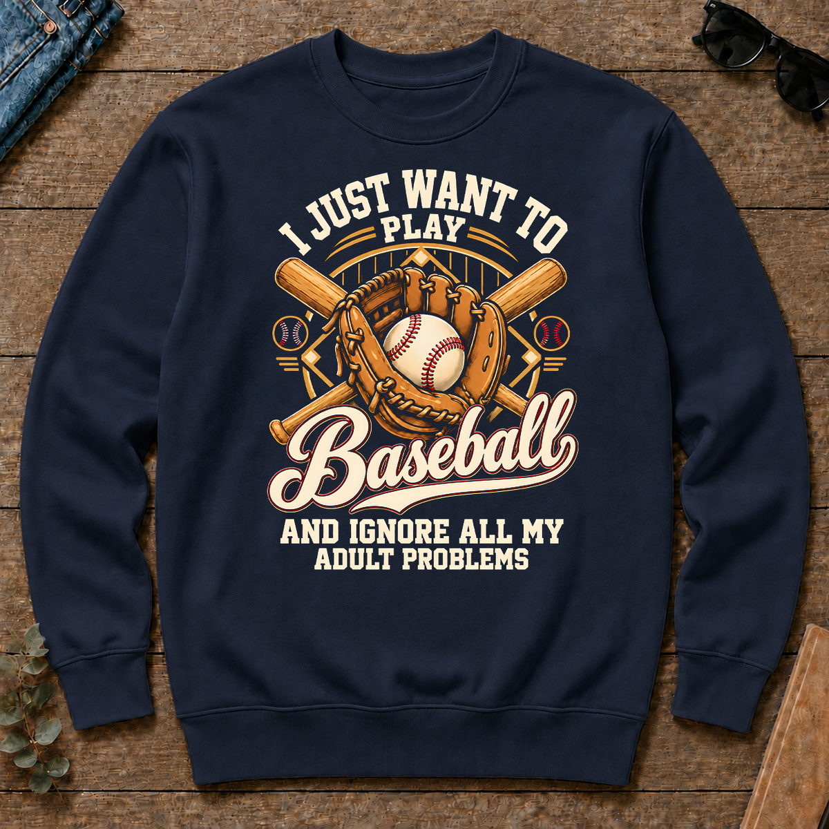 I Just Want To Play Baseball & Ignore All Adult Problems - navy - CS2D-Navy