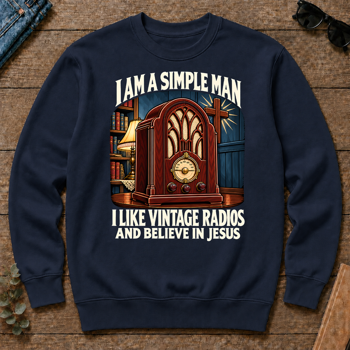I Like Vintage Radios & Believe In Jesus - navy - CS2D-Navy