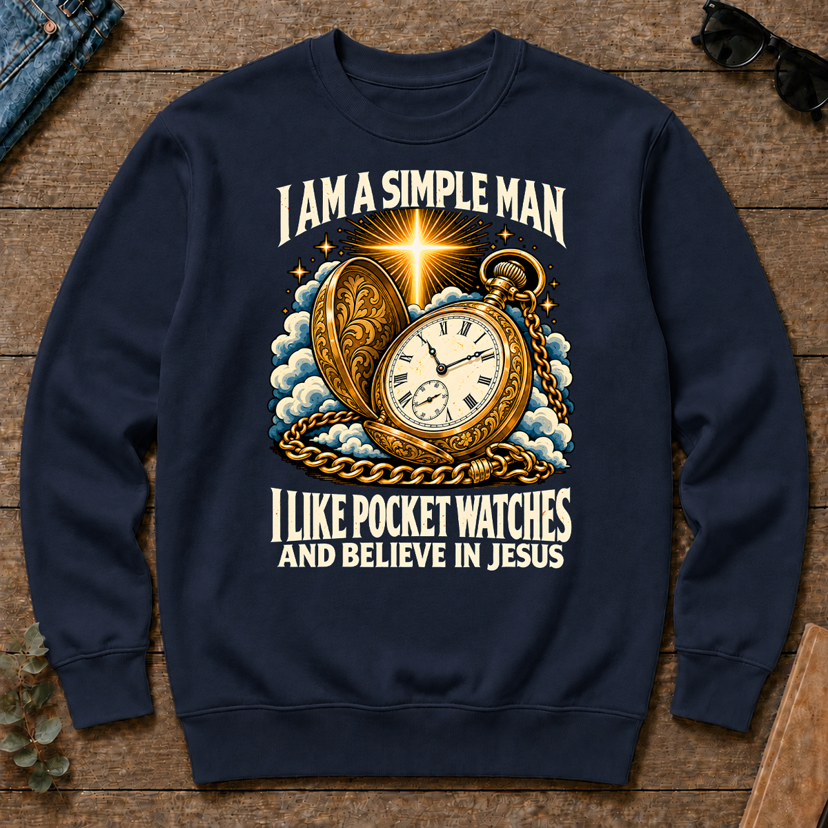I Like Pocket Watches & Believe In Jesus - navy - CS2D-Navy