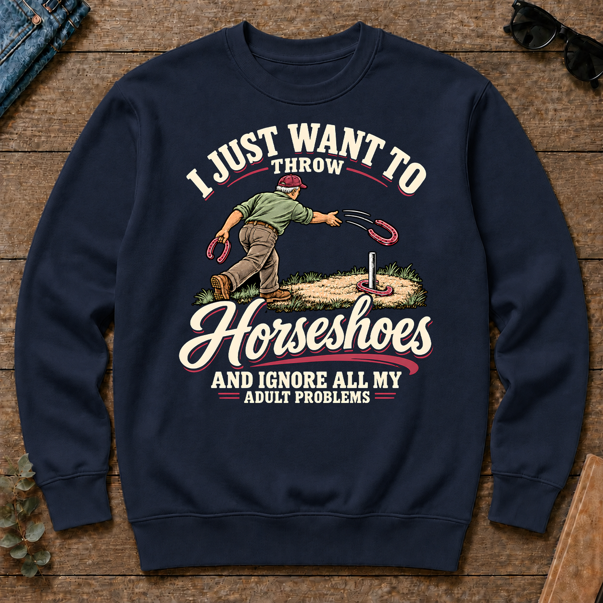 I Just Want To Throw Horseshoes & Ignore All Adult Problems - navy - CS2D-Navy