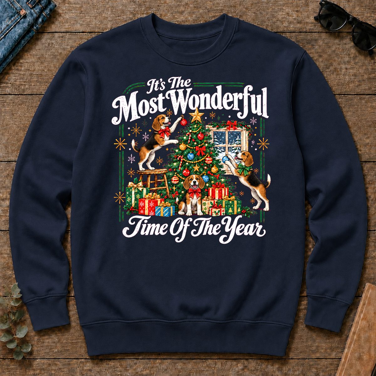 Wonderful Christmas Beagle - navy - CS2D-Navy