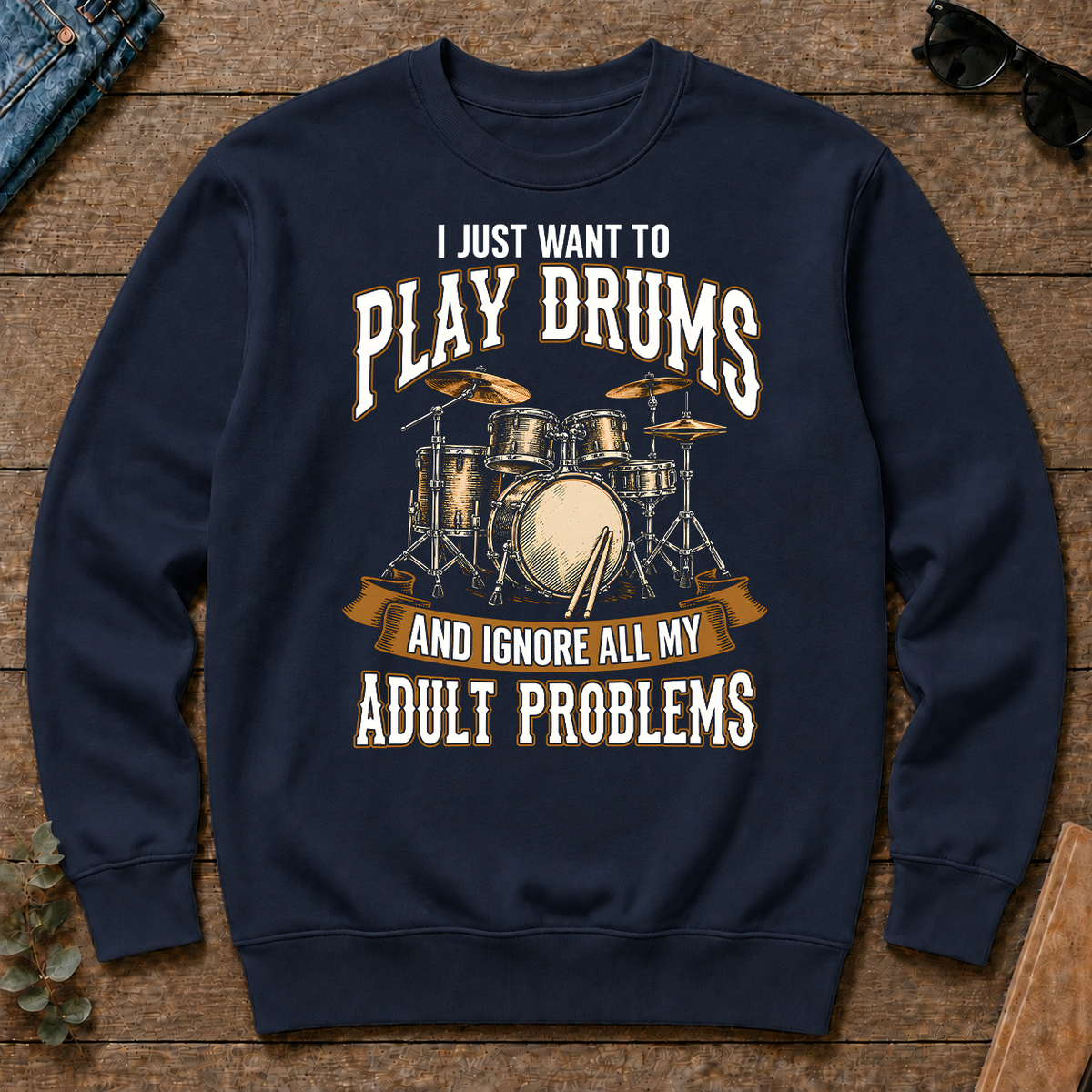 Vintage I Just Want To Play Drums - navy - CS2D-Navy