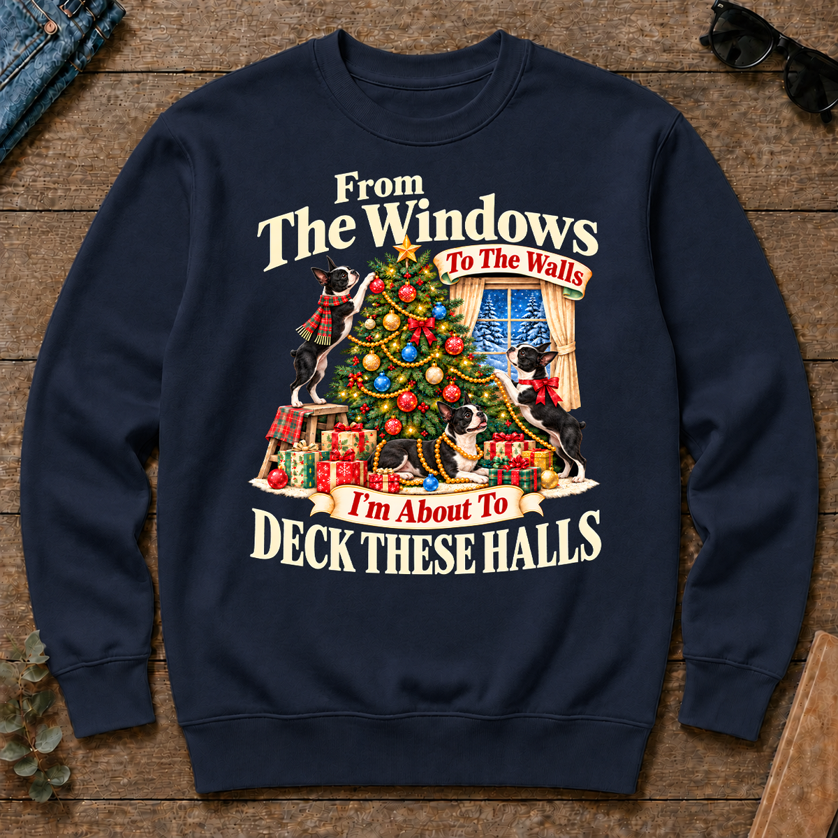 From the Windows to the Walls Boston Terrier - navy - CS2D-Navy