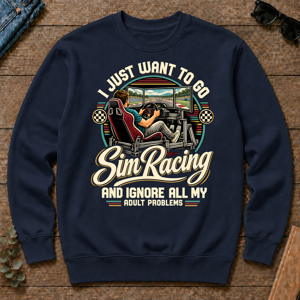 I Just Want To Go Sim Racing & Ignore All Adult Problems - navy - CS2D-Navy