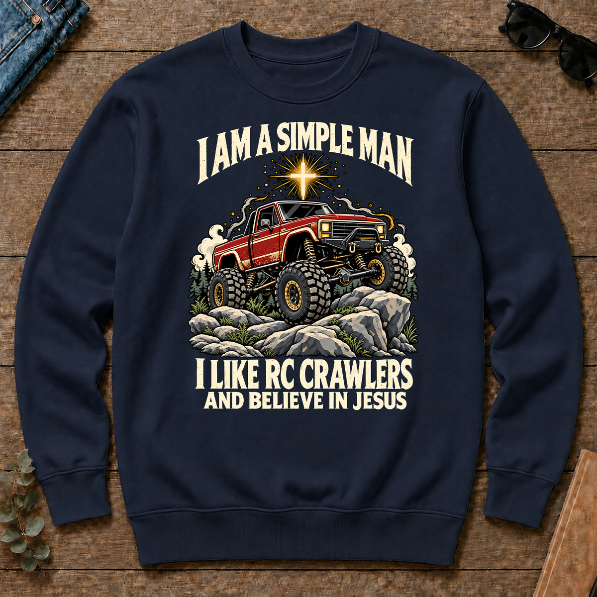 I Like RC Crawlers & Believe In Jesus - navy - CS2D-Navy