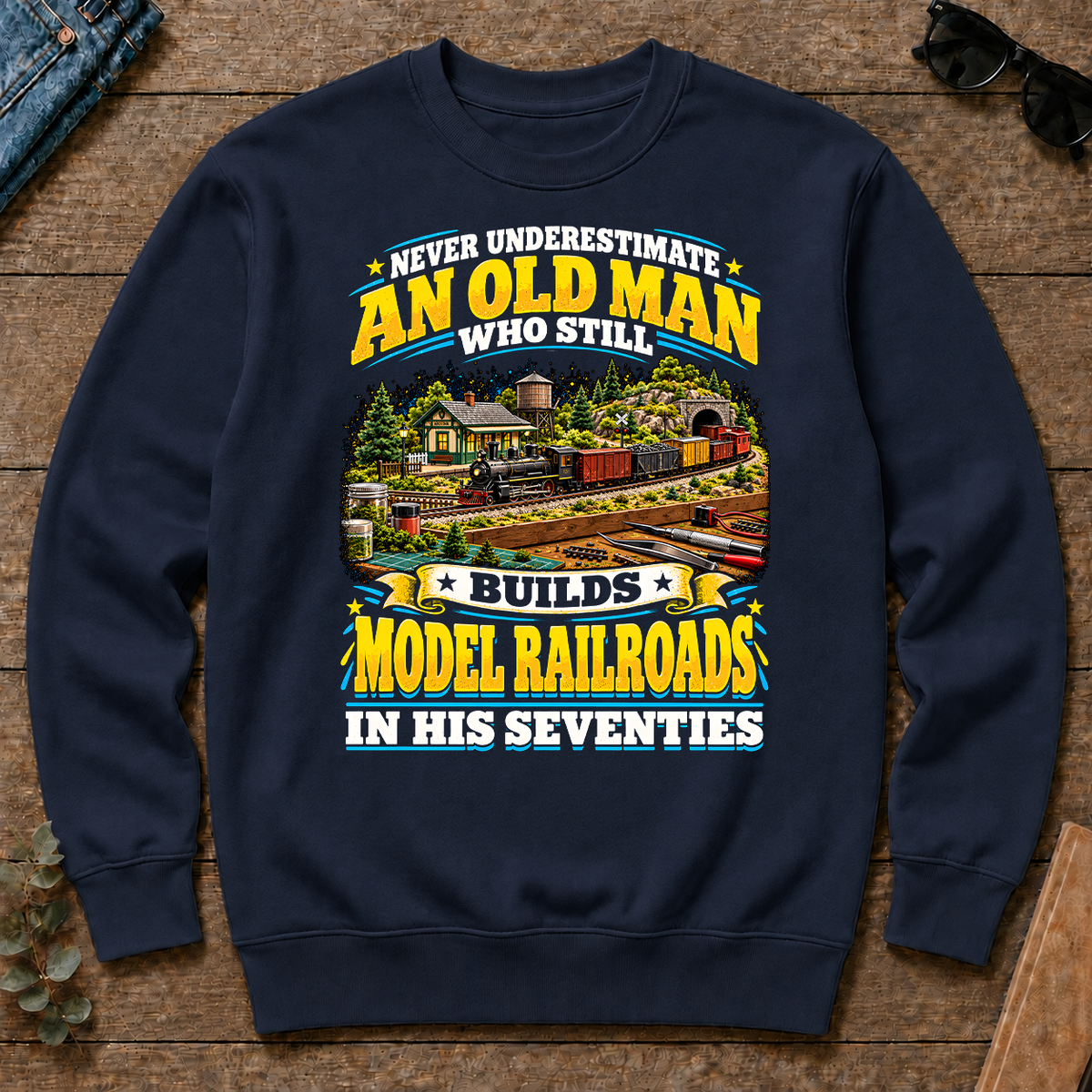 Yellow An Old Man Still Builds Model Railroads In His Seventies - navy - CS2D-Navy