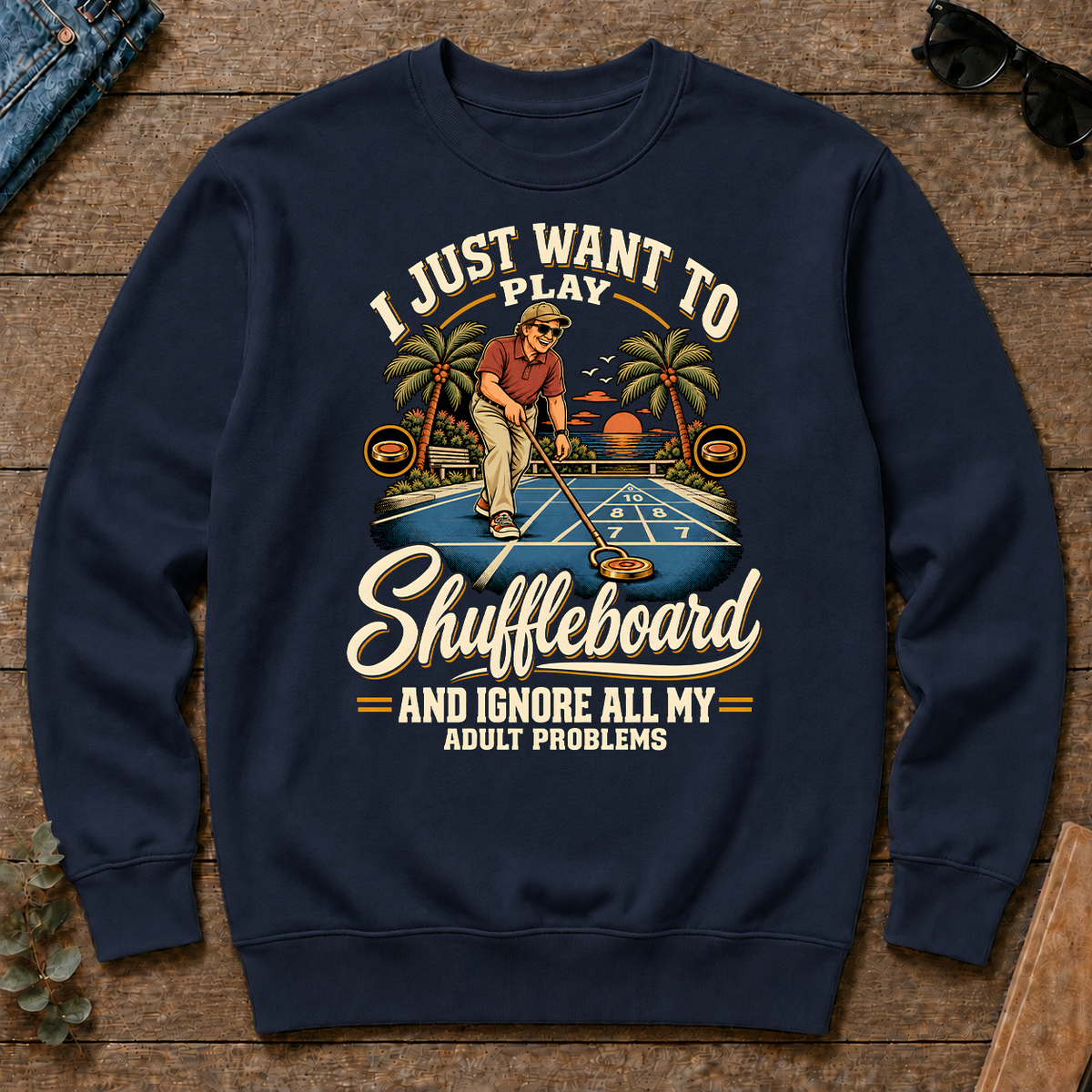 I Just Want To Play Shuffeboard & Ignore All Adult Problems - navy - CS2D-Navy