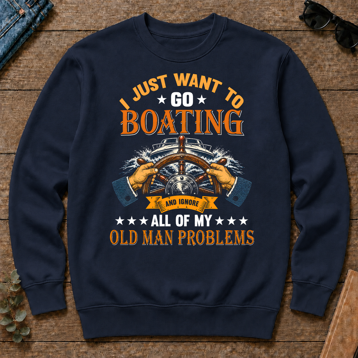 Vintage I Just Want To Go Boating - navy - CS2D-Navy