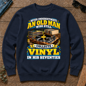 Yellow An Old Man Still Collects Vinyl In His Seventies - navy - CS2D-Navy