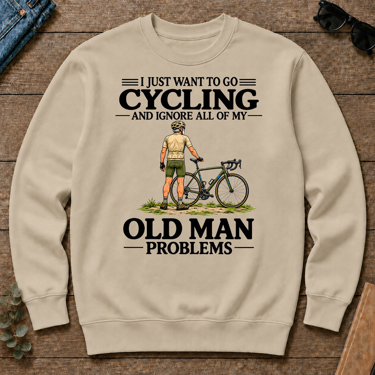 I Just Want To Go Cycling Vintage Men - sand - CS2D-Sand