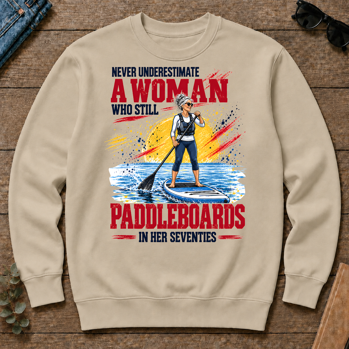 A Woman Still Paddleboards In Her 70s - sand - CS2D-Sand