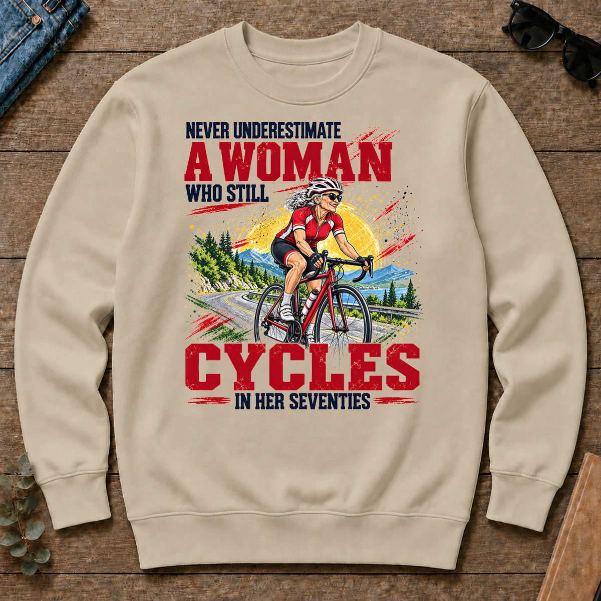 A Woman Still Cycles In Her 70s - sand - CS2D-Sand