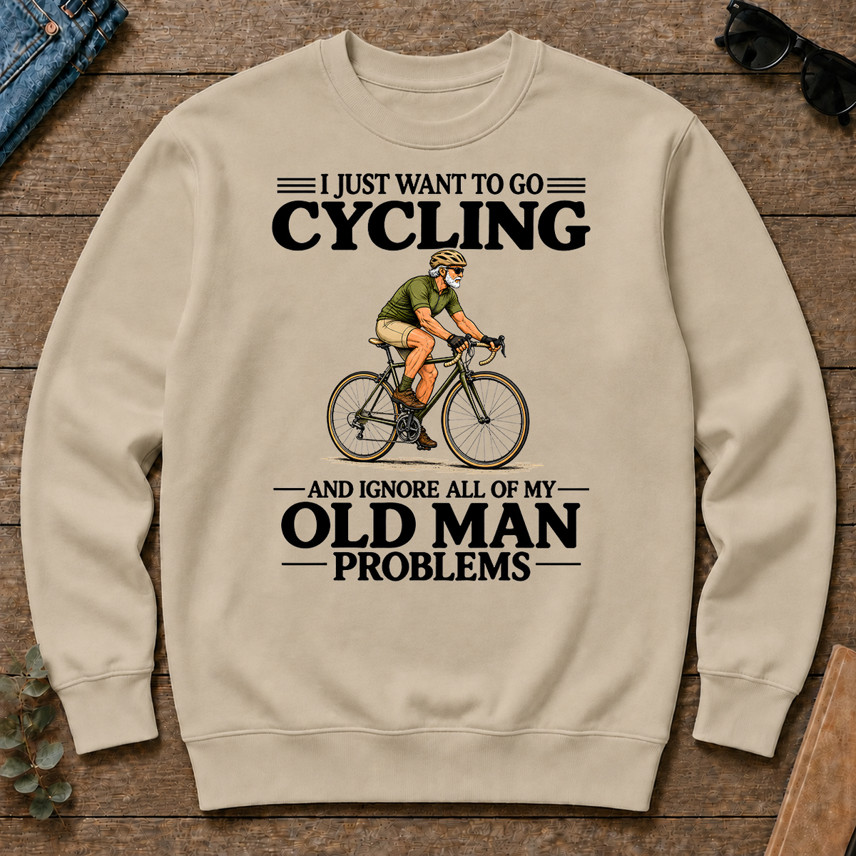 I Just Want To Go Cycling Vintage - sand - CS2D-Sand
