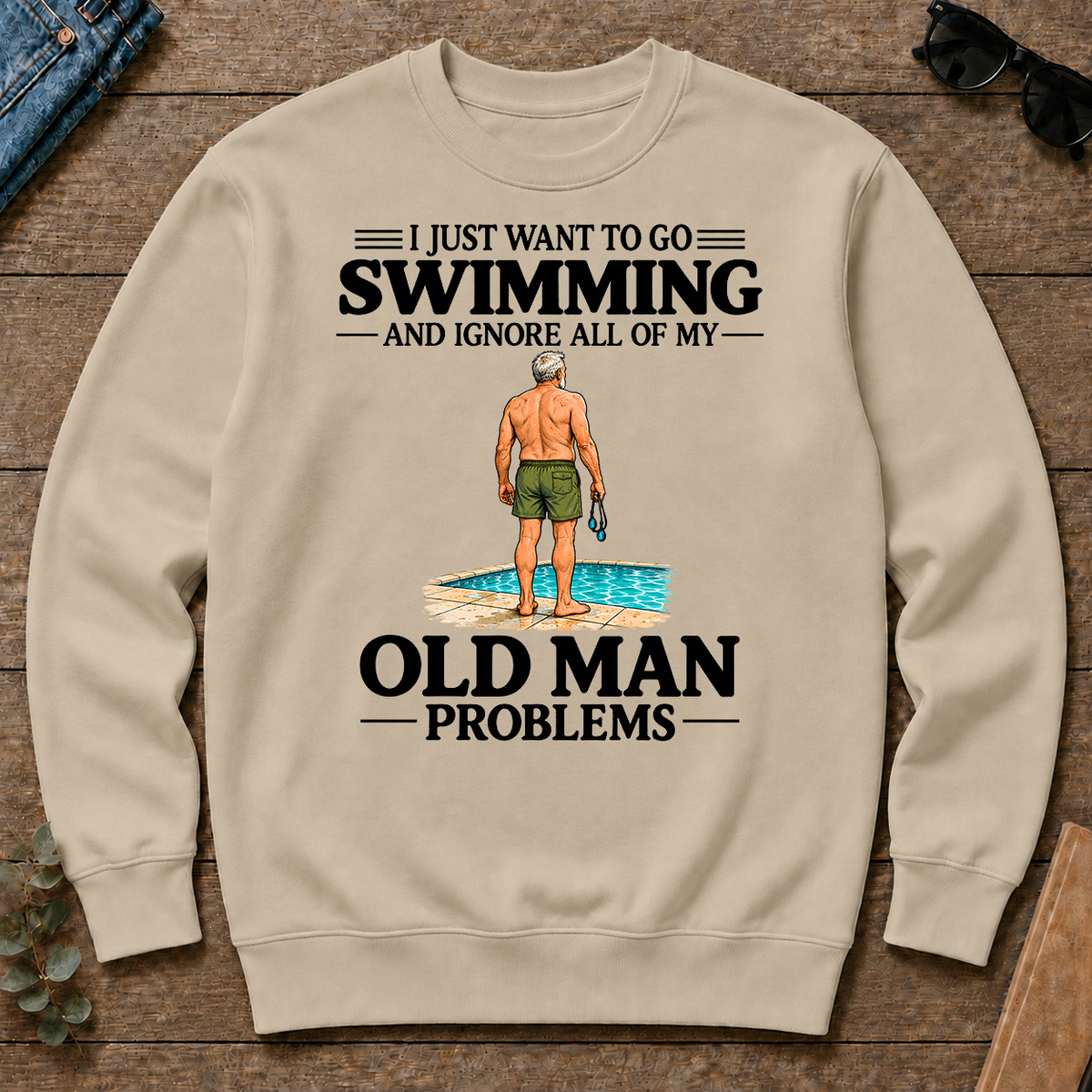 I Just Want To Go Swimming Vintage Men - sand - CS2D-Sand