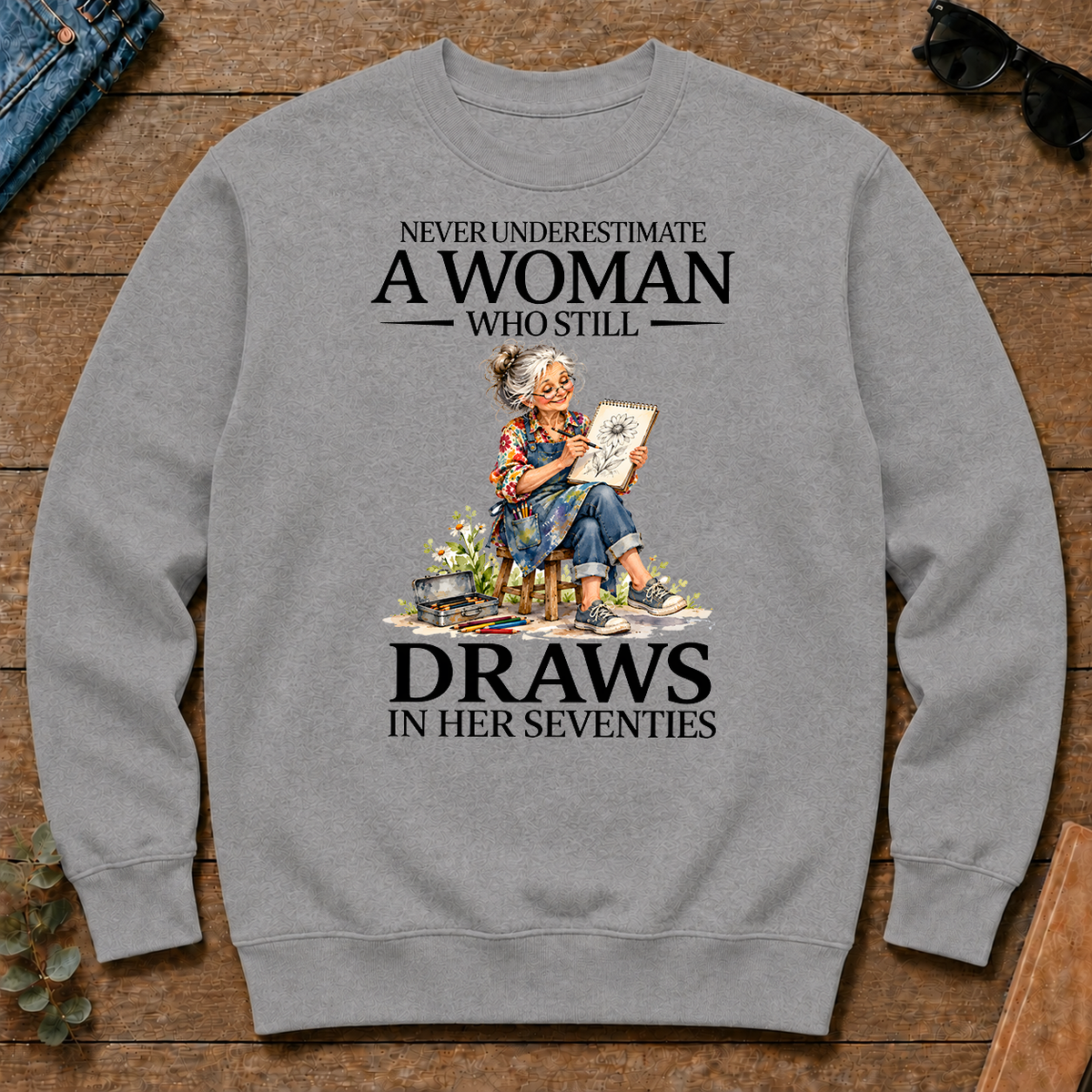 Funny A Woman Still Draws In Her Seventies - sport-grey - CS2D-SportGrey
