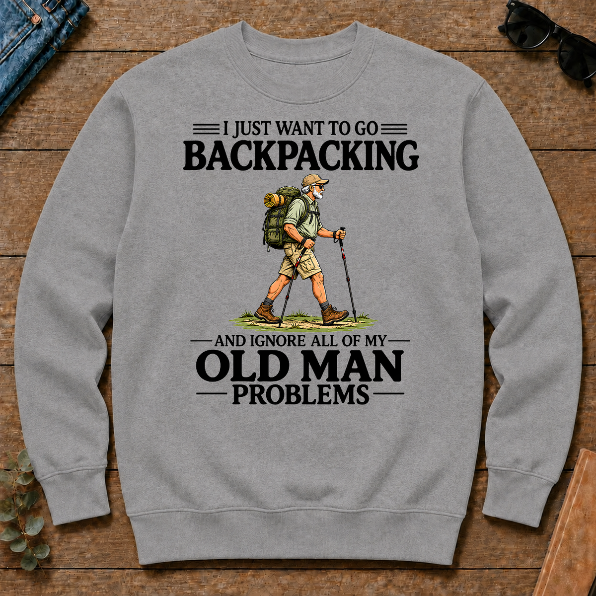 I Just Want To Go Backpacking Vintage - sport-grey - CS2D-SportGrey