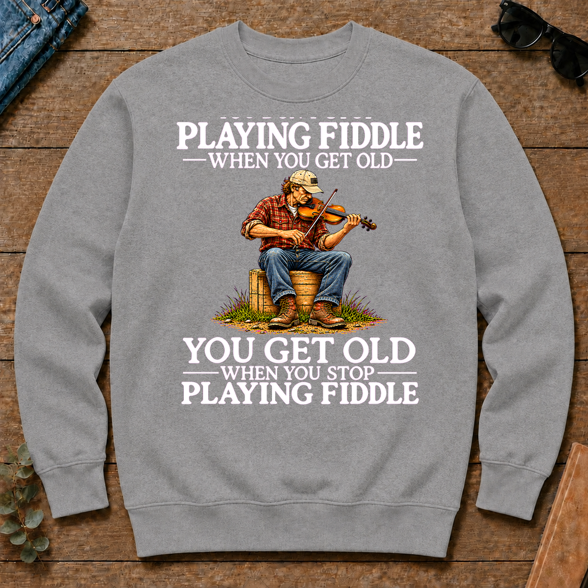 Old Man Don't Stop Playing Playing Fiddle - sport-grey - CS2D-SportGrey