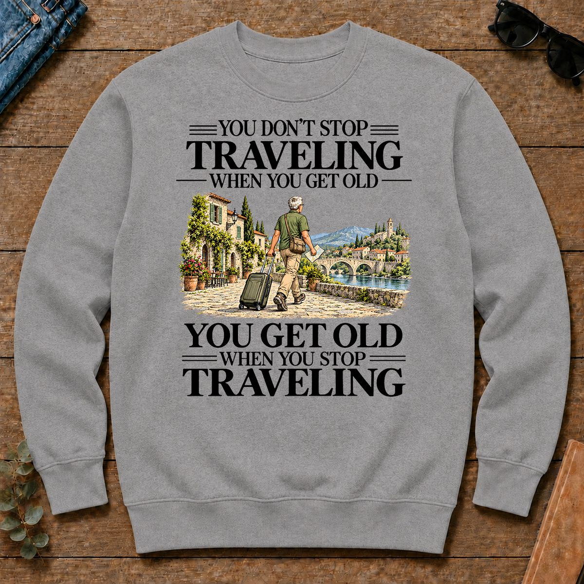 Don't Stop Traveling Vintage Art - sport-grey - CS2D-SportGrey