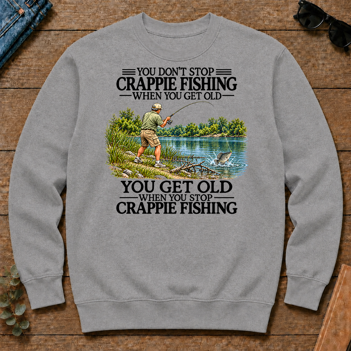 Don't Stop Crappie Fishing Vintage - sport-grey - CS2D-SportGrey