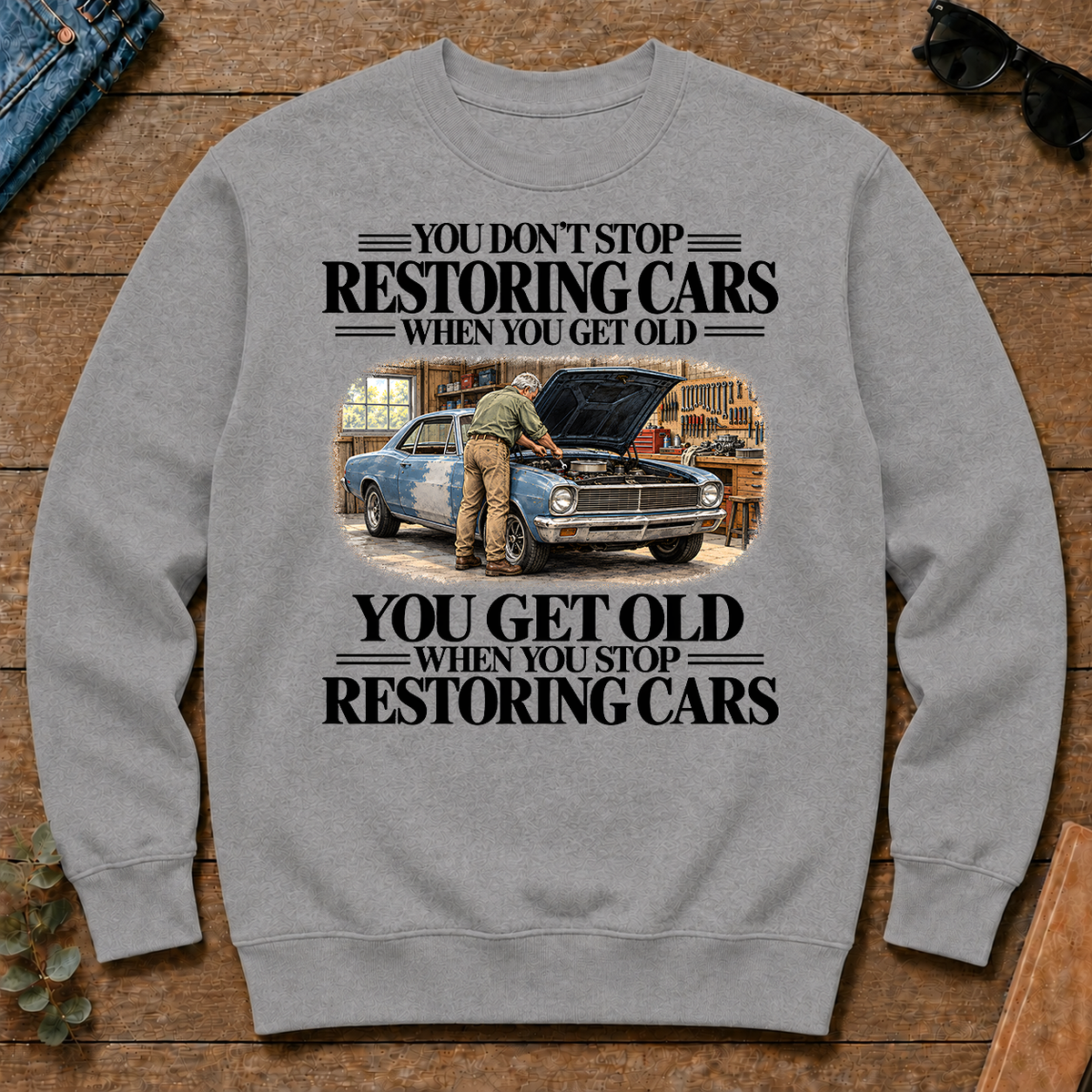 Don't Stop Restoring Cars Vintage Art - sport-grey - CS2D-SportGrey
