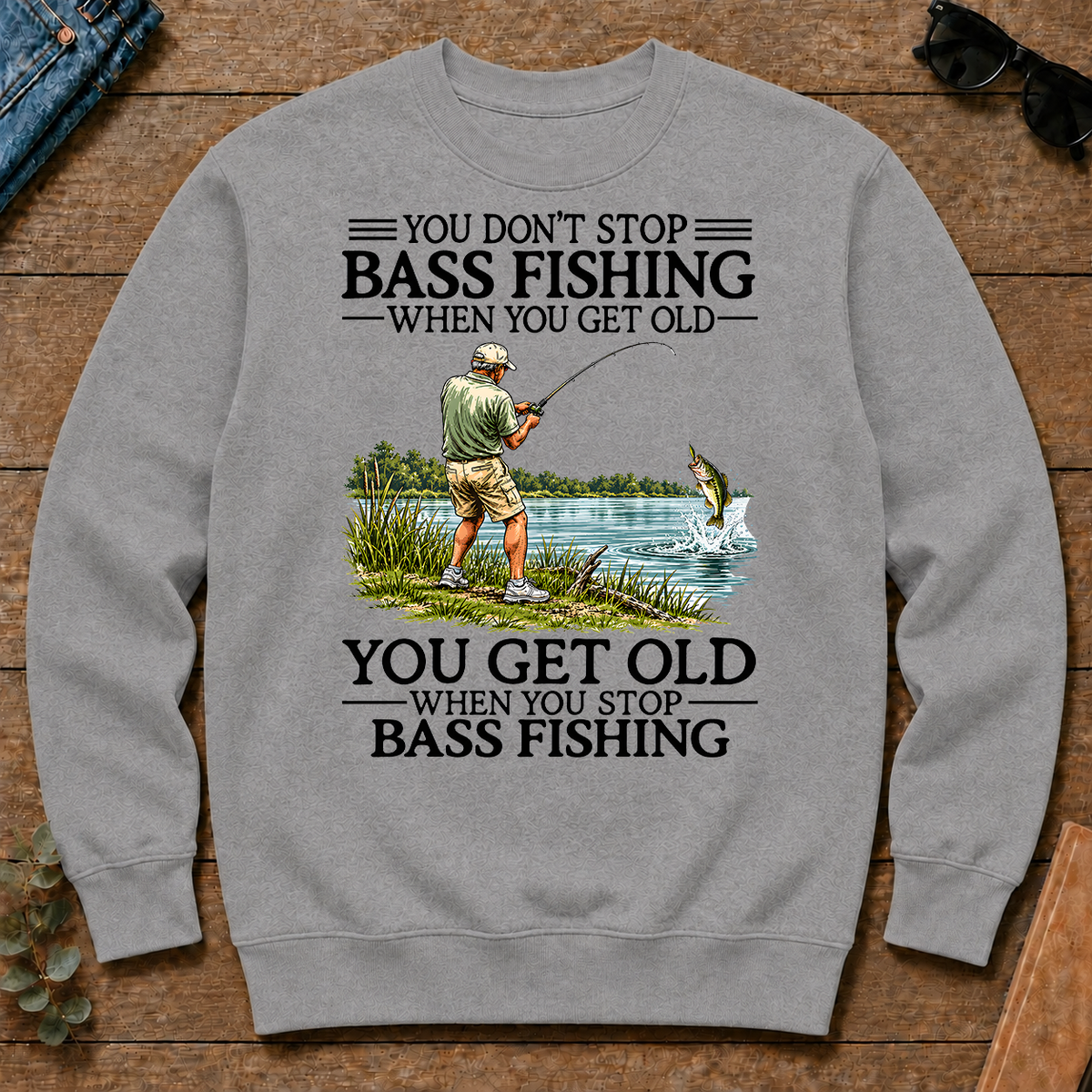 Don't Stop Bass Fishing Vintage - sport-grey - CS2D-SportGrey