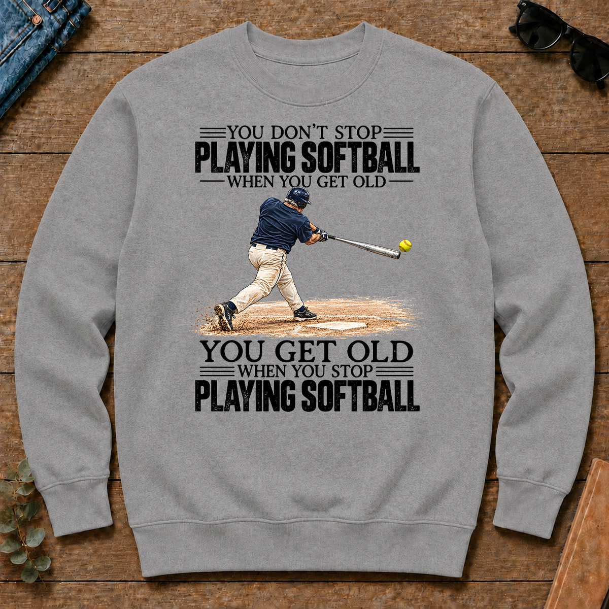 Vintage You Get Old When You Stop Playing Softball - sport-grey - CS2D-SportGrey