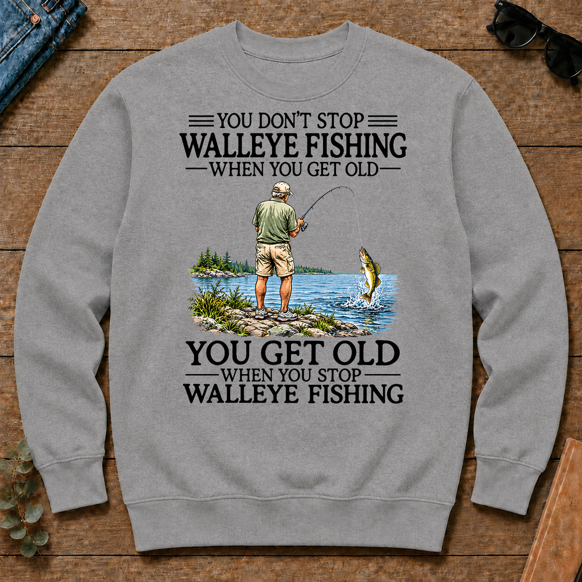 Don't Stop Walleye Fishing Vintage - sport-grey - CS2D-SportGrey