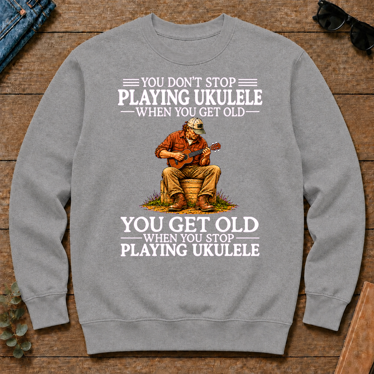 Old Man Don't Stop Playing Ukulele - sport-grey - CS2D-SportGrey