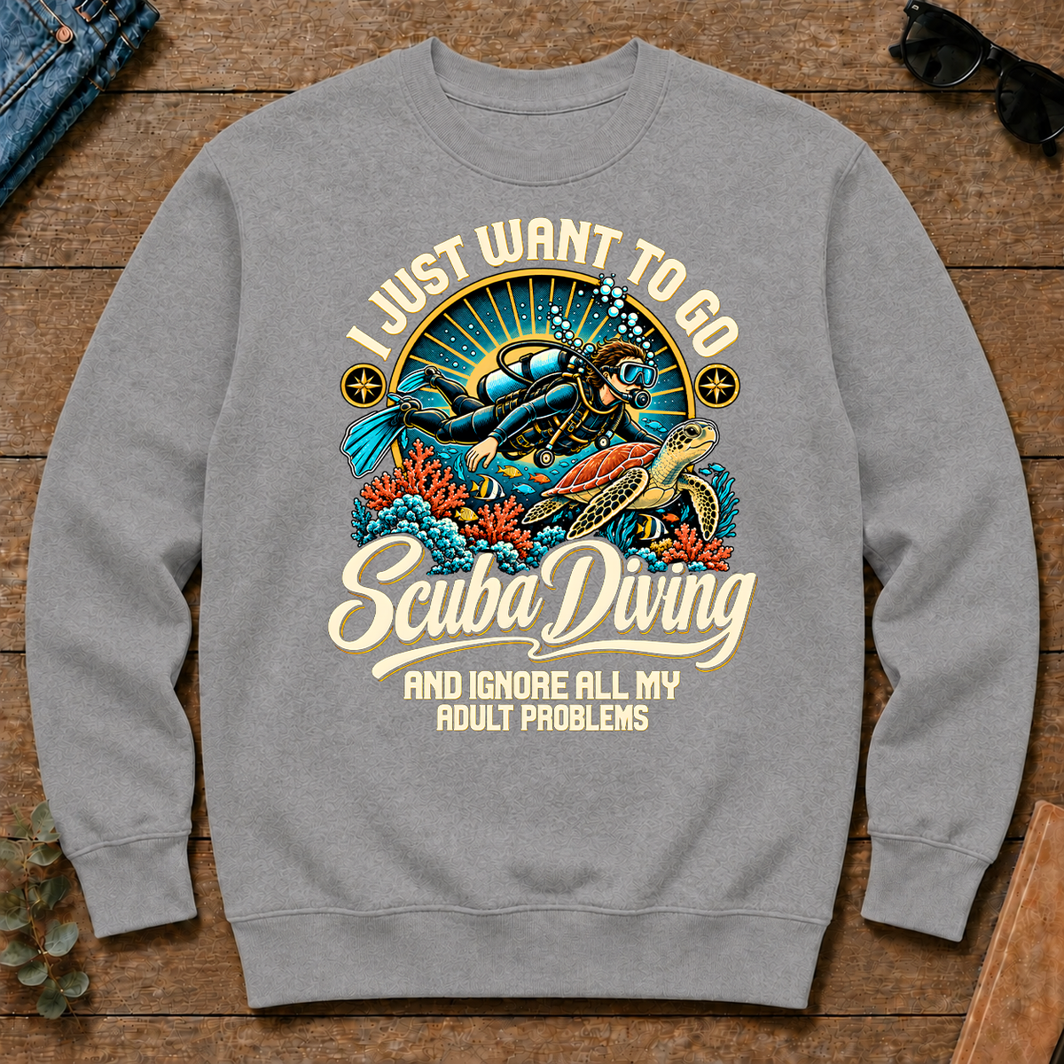 I Just Want To Go Scuba Diving & Ignore All Adult Problems - sport-grey - CS2D-SportGrey