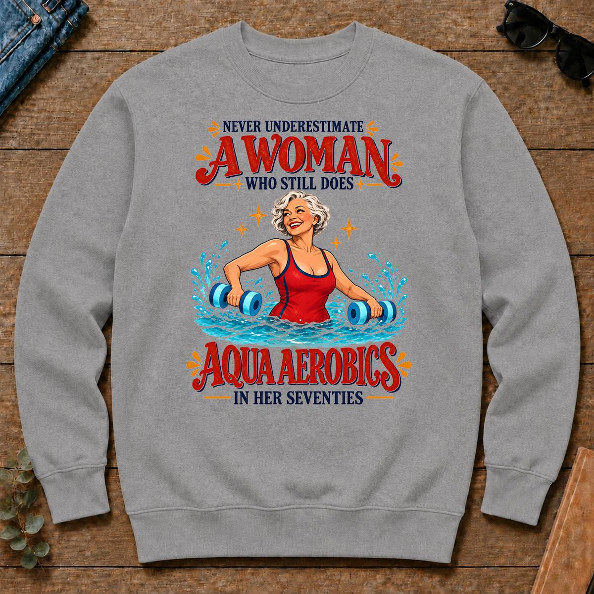 Never Underestimate A Woman Does Aqua Aerobics - sport-grey - CS2D-SportGrey