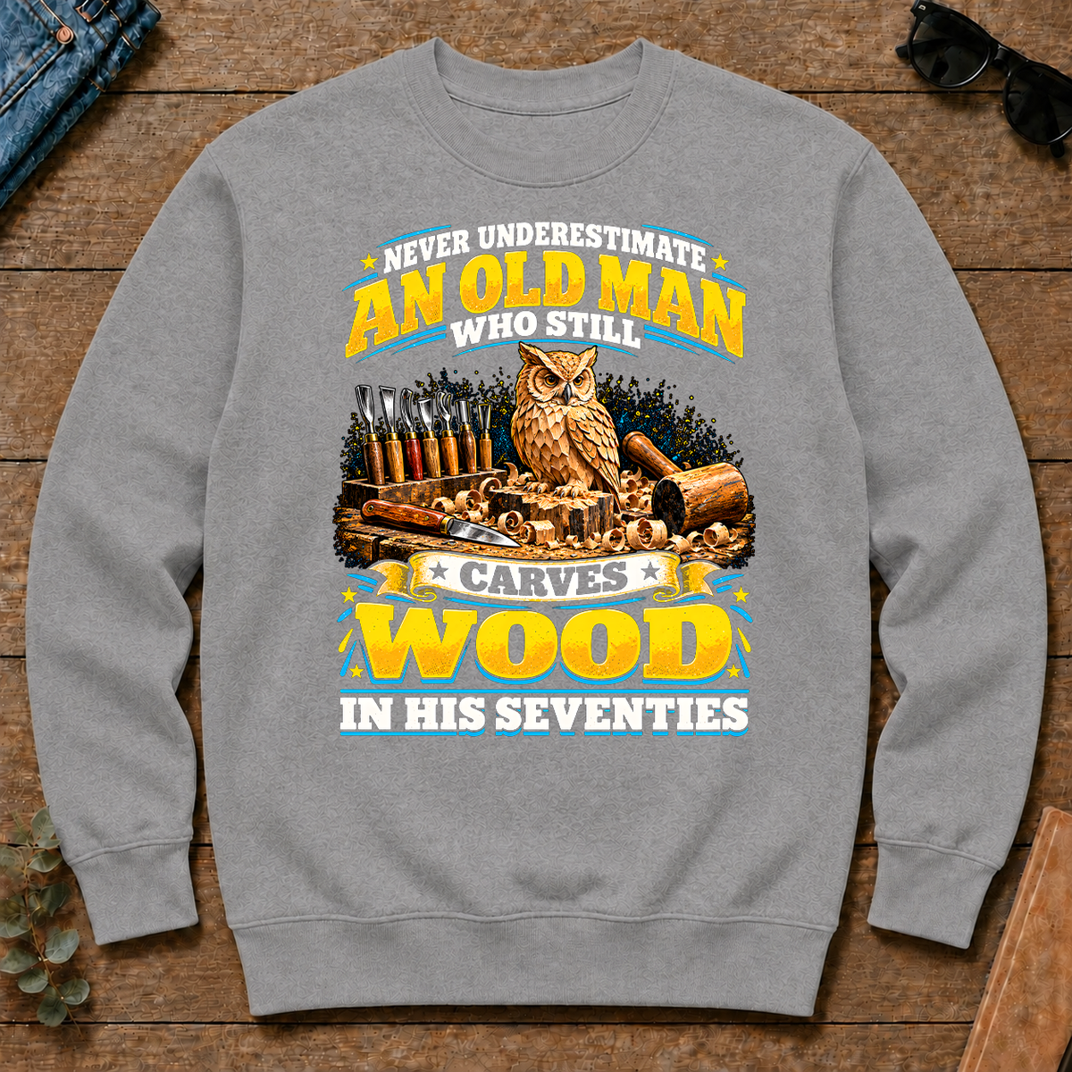 Yellow An Old Man Still Carves Wood In His Seventies - sport-grey - CS2D-SportGrey