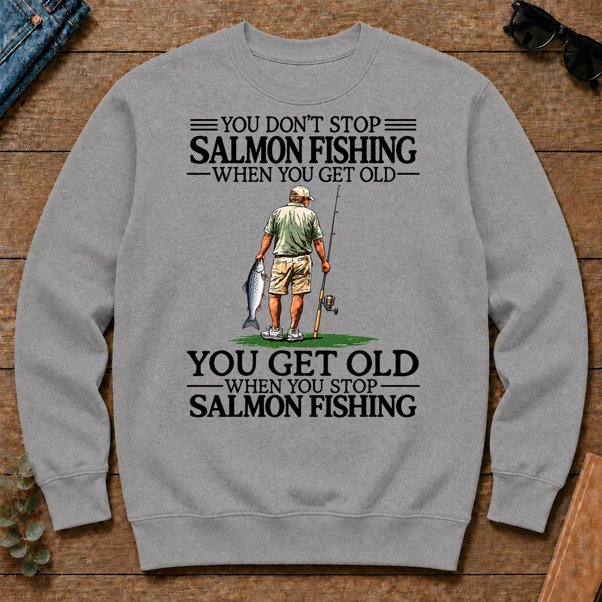 Don't Stop Salmon Fishing Vintage - sport-grey - CS2D-SportGrey