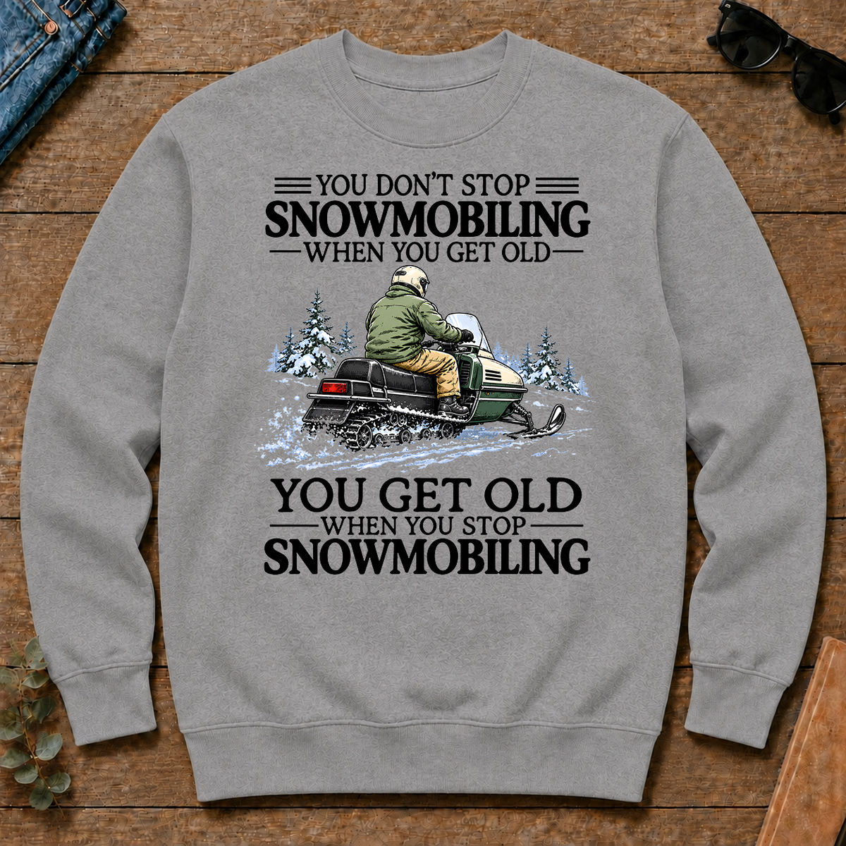 Don't Stop Snowmobiling Vintage Art - sport-grey - CS2D-SportGrey