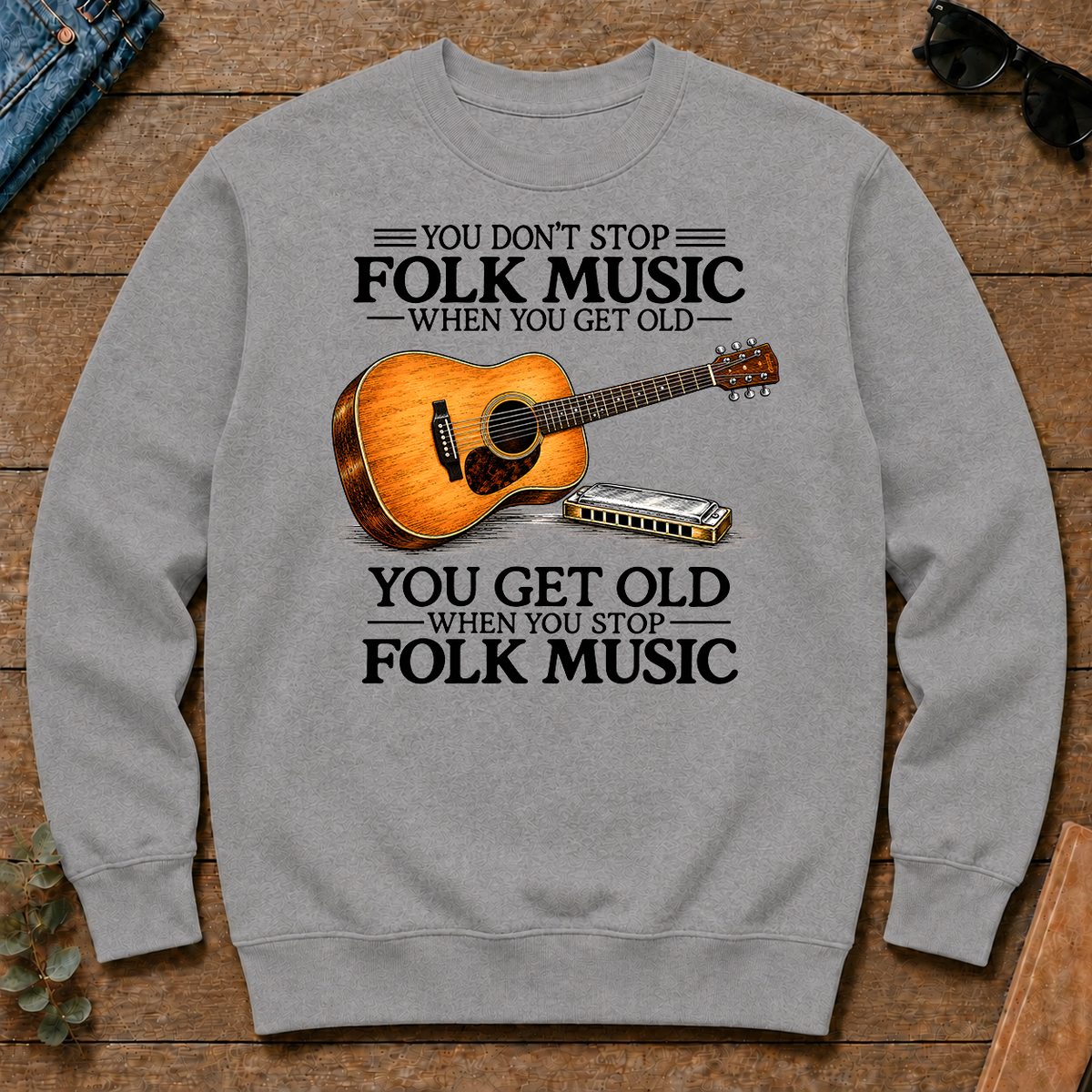 Don't Stop Playing Folk Music Vintage Art - sport-grey - CS2D-SportGrey