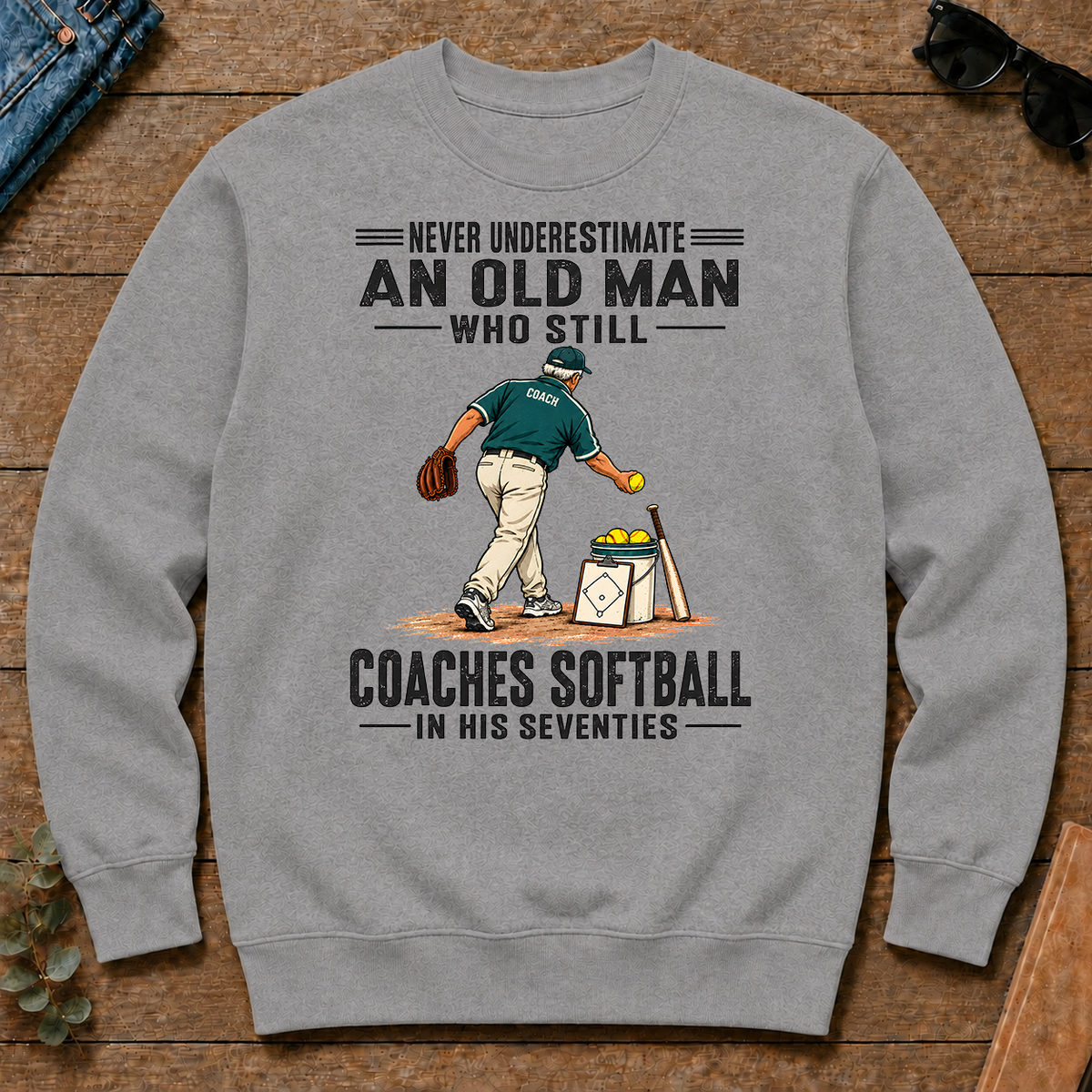 Never Underestimate An Old Man Coaches Softball In His 70s - sport-grey - CS2D-SportGrey