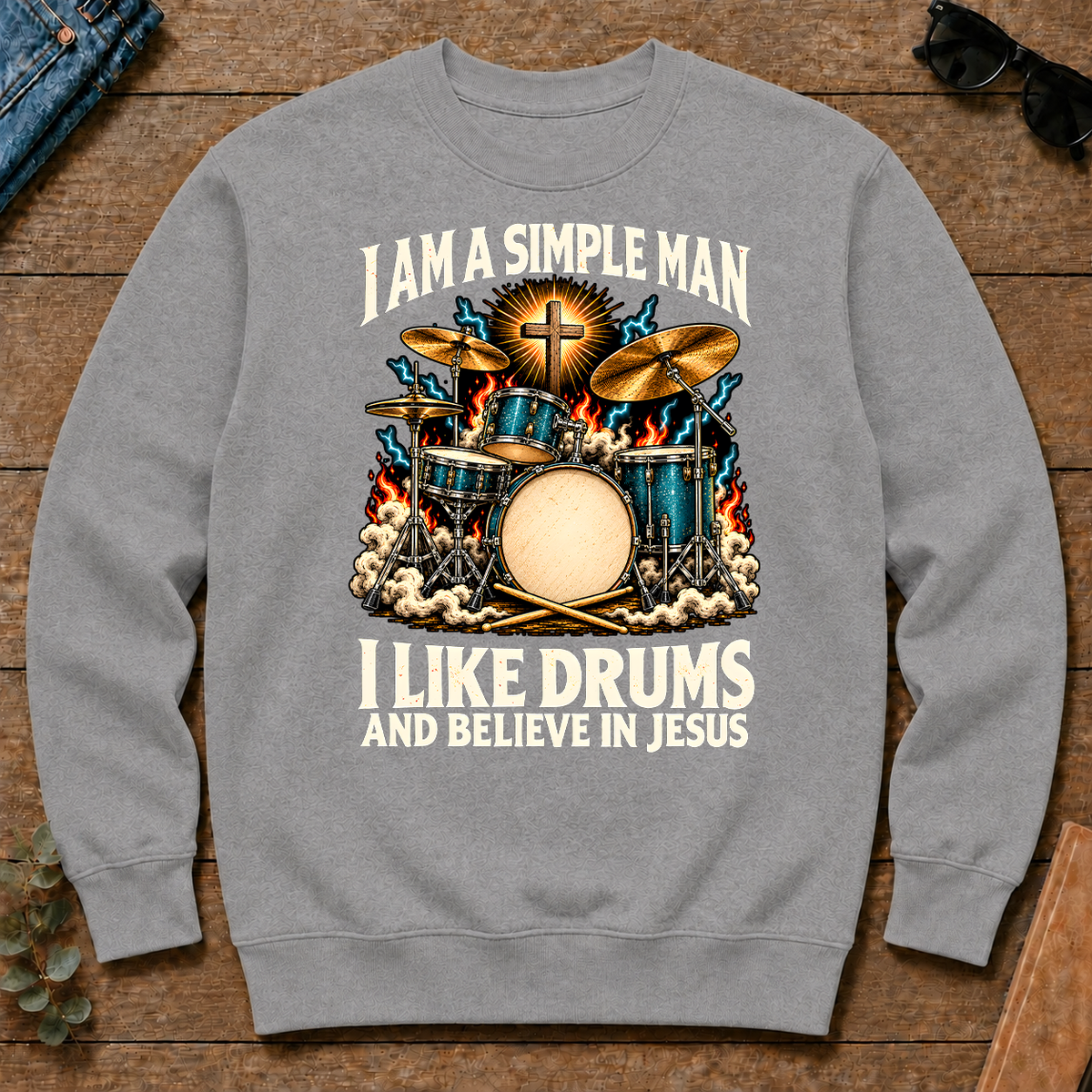 I Like Drums & Believe In Jesus - sport-grey - CS2D-SportGrey