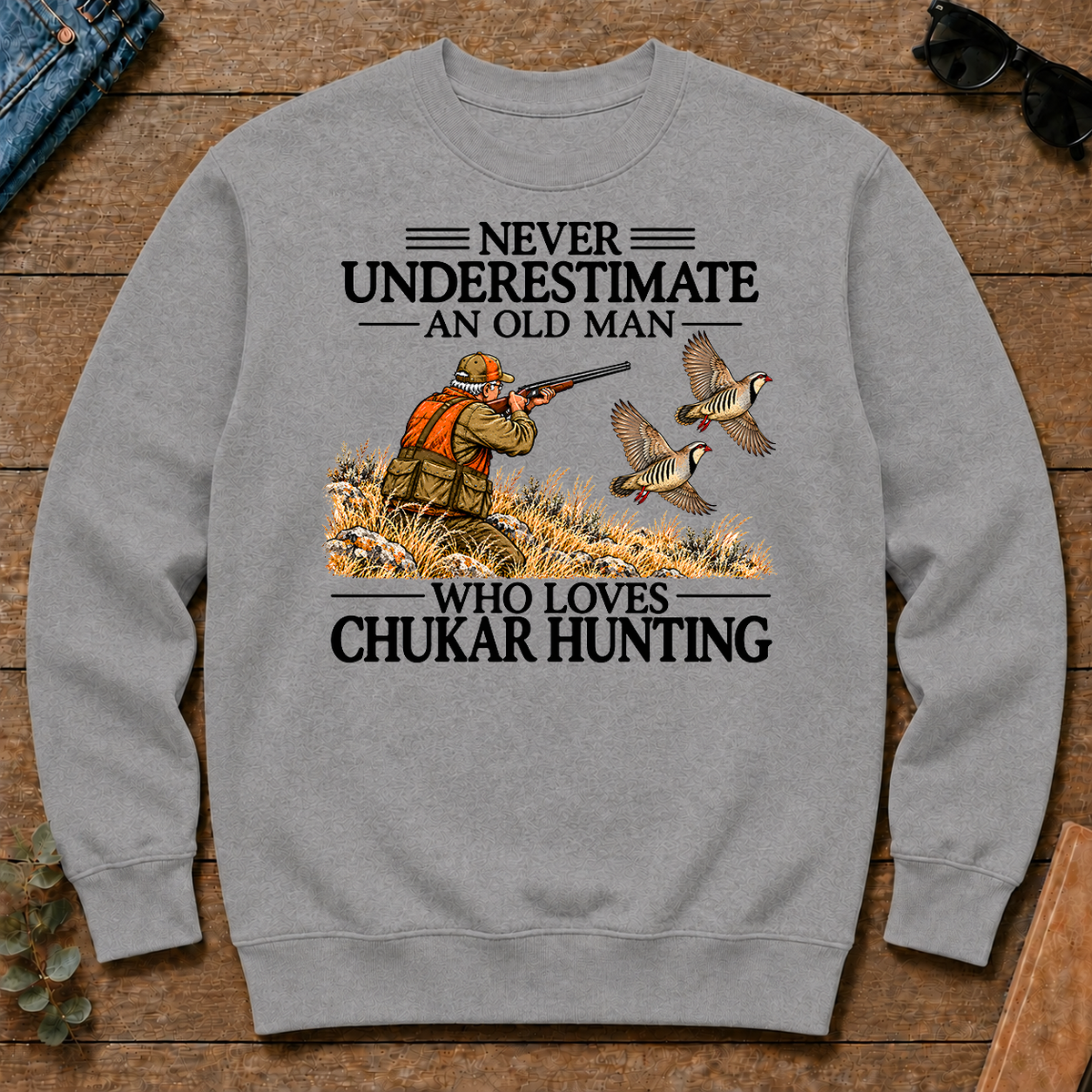 Never Underestimate An Old Man Chukar Hunting - sport-grey - CS2D-SportGrey