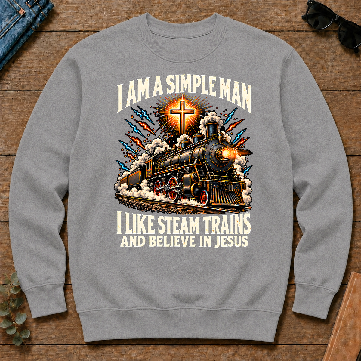 I Like Steam Trains & Believe In Jesus - sport-grey - CS2D-SportGrey