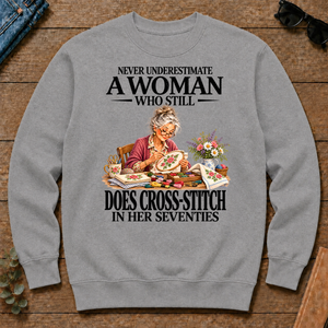 Funny A Woman Still Does Cross-Stitch In Her Seventies - sport-grey - CS2D-SportGrey