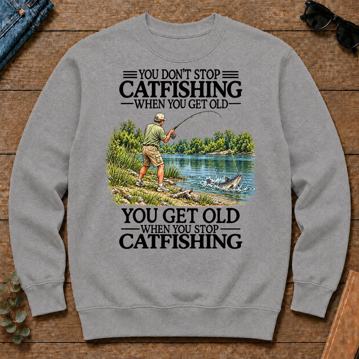 Don't Stop Cat Fishing Vintage - sport-grey - CS2D-SportGrey