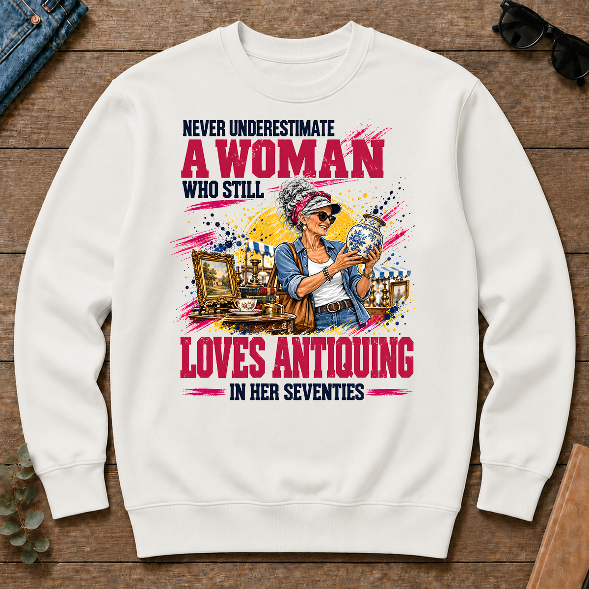 A Woman Still Loves Antiquing In Her 70s - white - CS2D-White