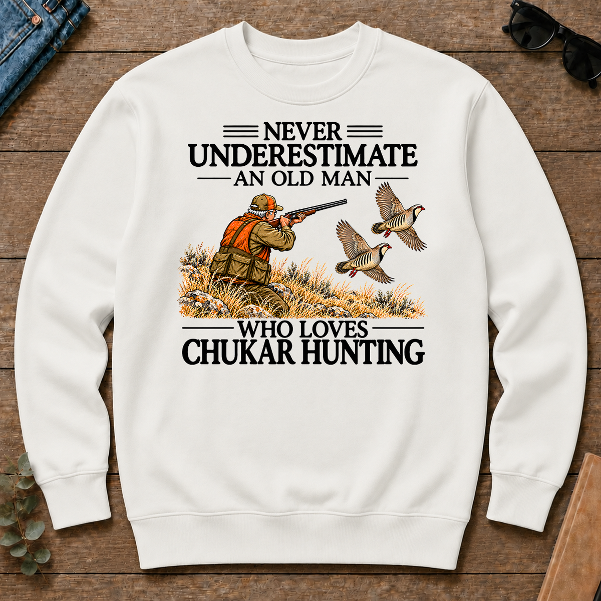 Never Underestimate An Old Man Chukar Hunting - white - CS2D-White