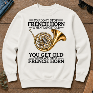 Don't Stop Playing French Horn Vintage Art - white - CS2D-White
