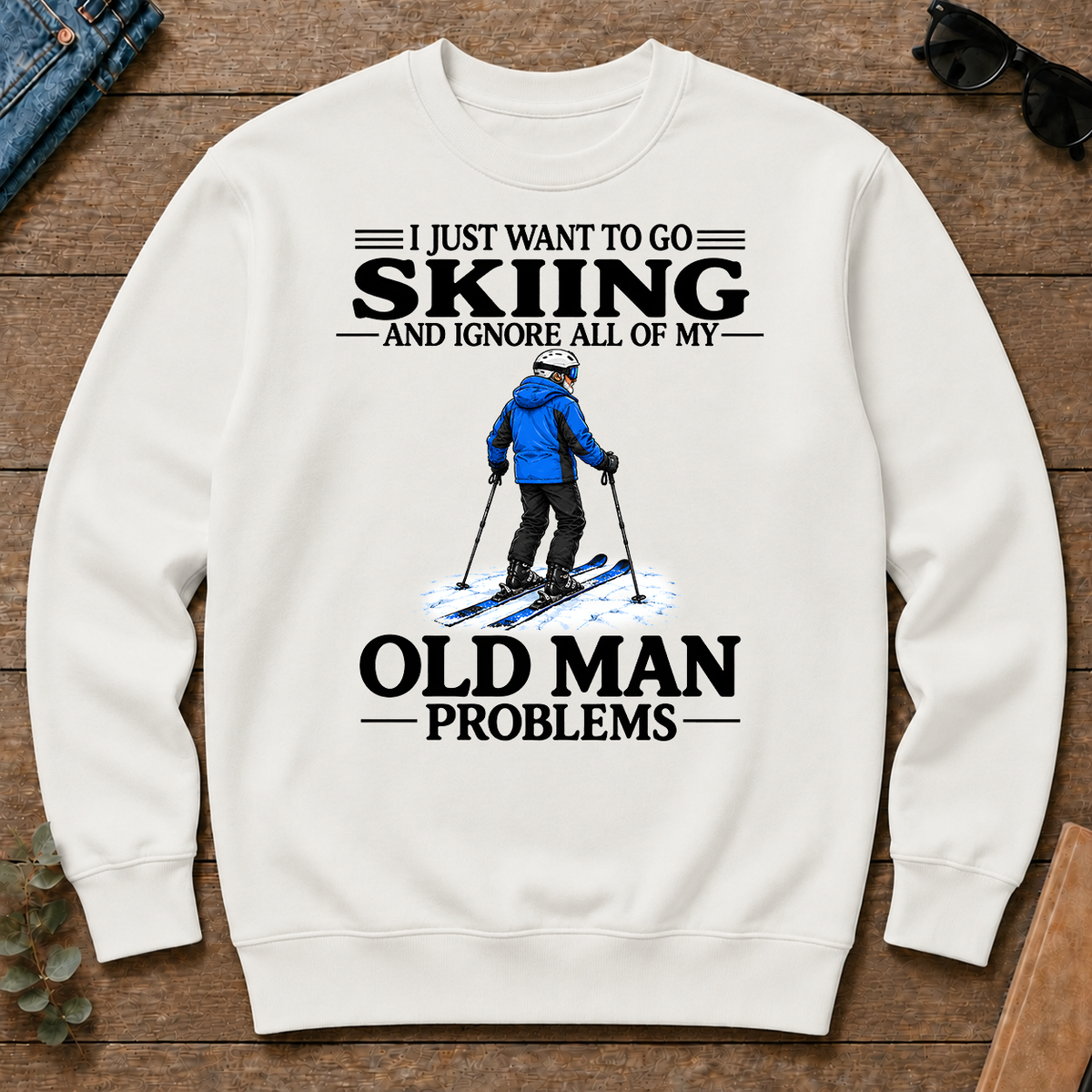 I Just Want To Go Skiing Vintage - white - CS2D-White