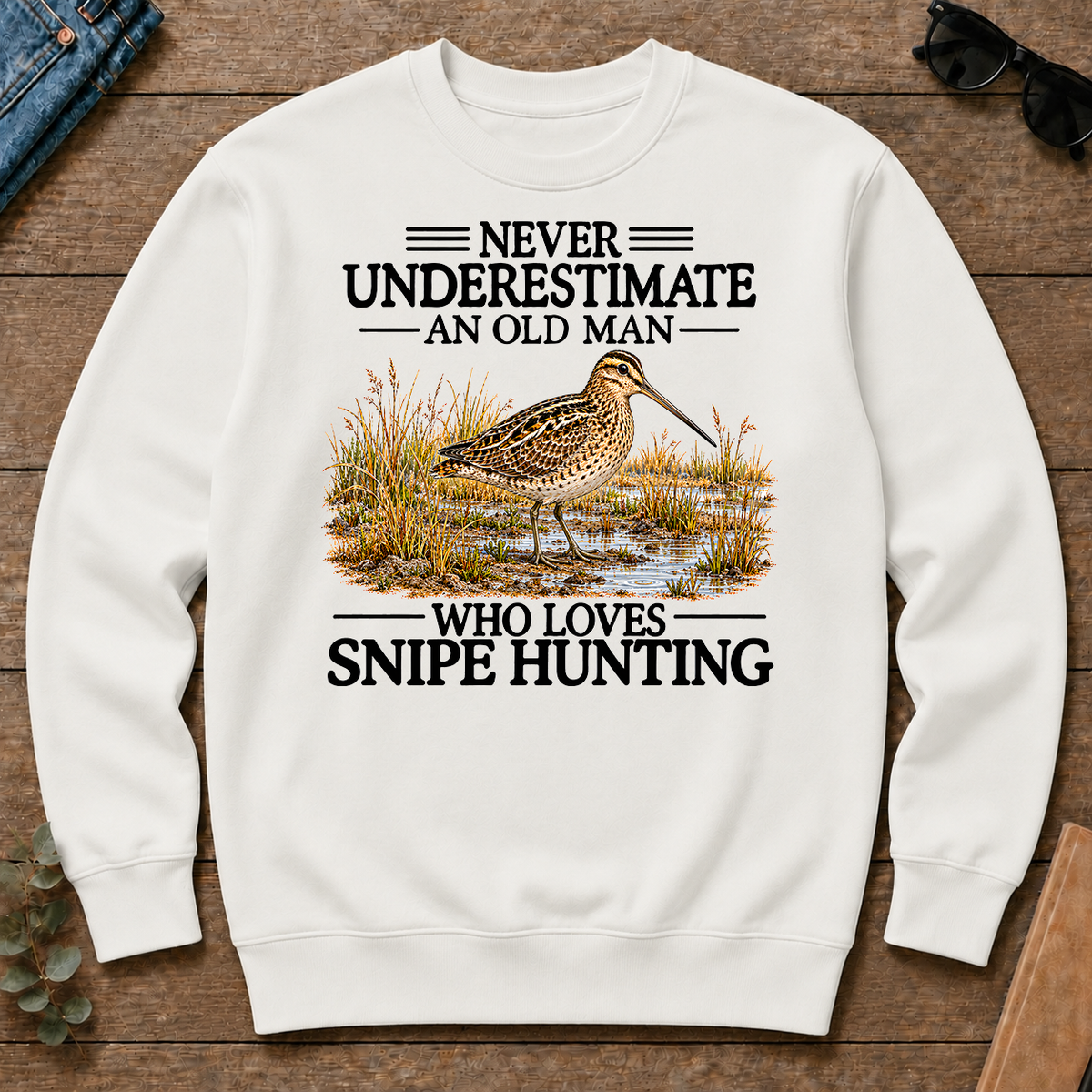 Never Underestimate An Old Man Who Loves Snipe Hunting - white - CS2D-White